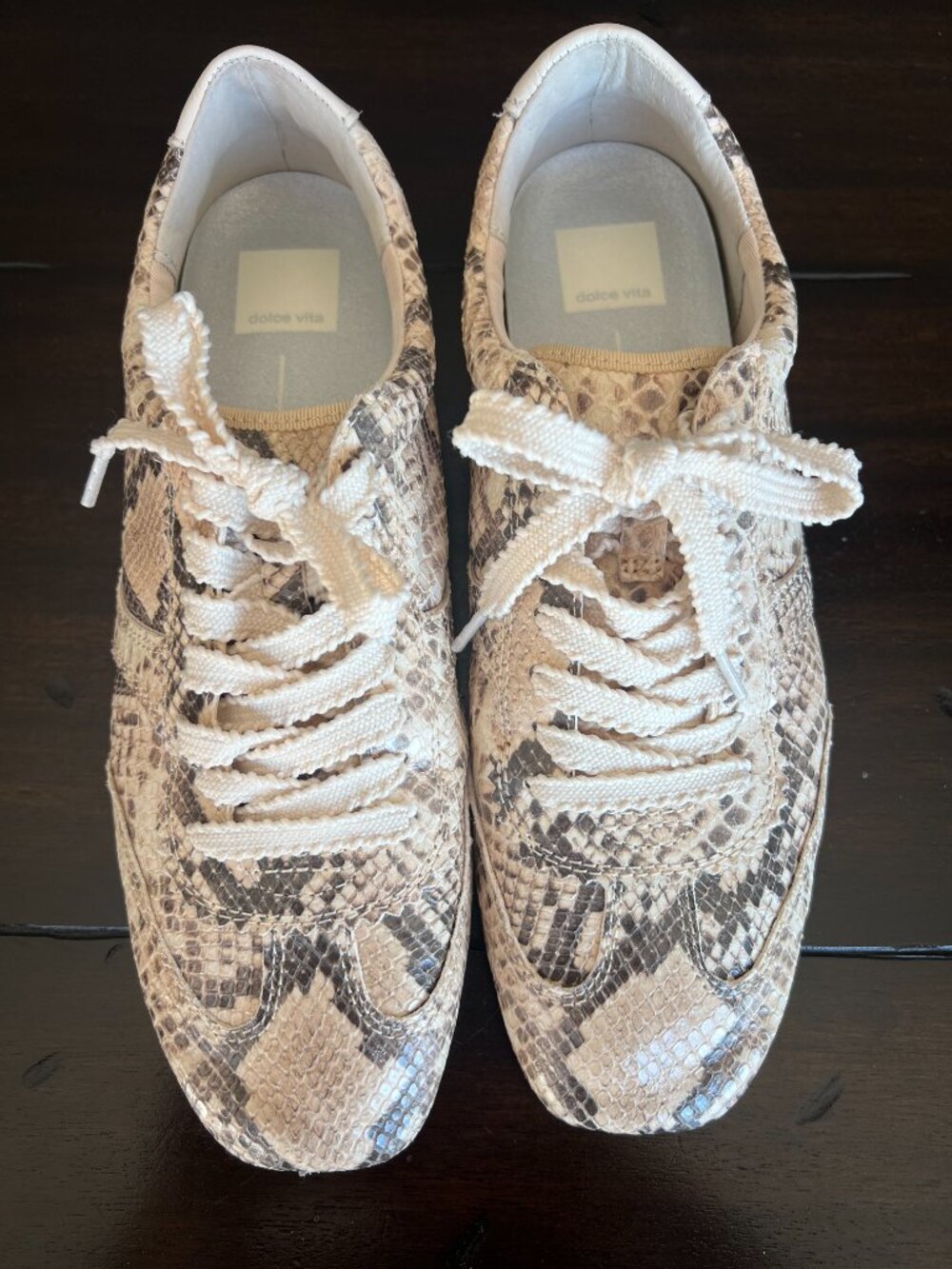 Dolce Vita Dorie Sneakers in Natural Snake-Embossed Leather